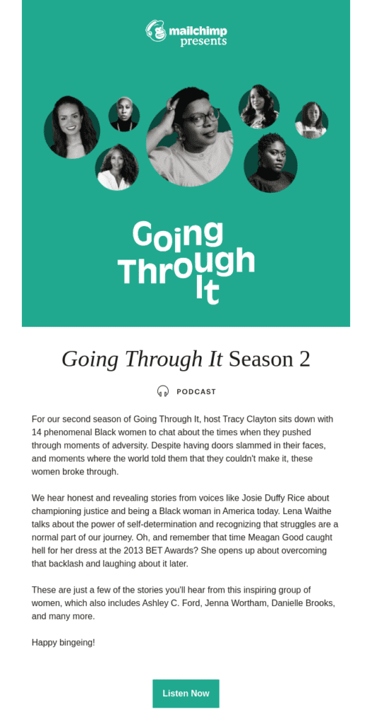 how to promote a podcast: email example 